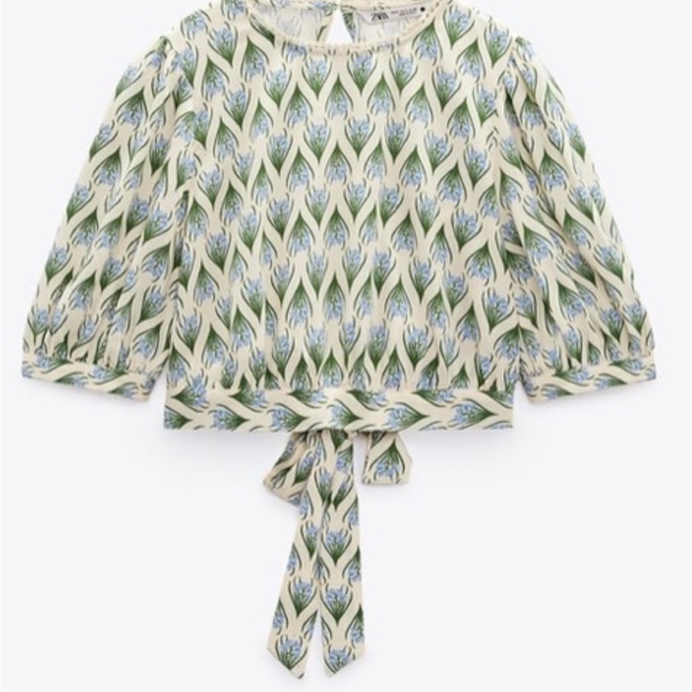 Zara cropped printed blouse